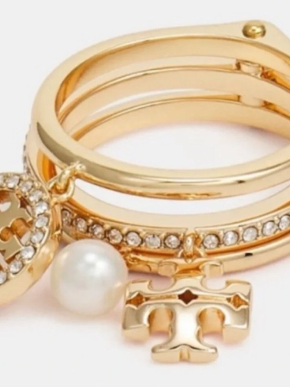 Tory Burch Gold Charm Ring Trio